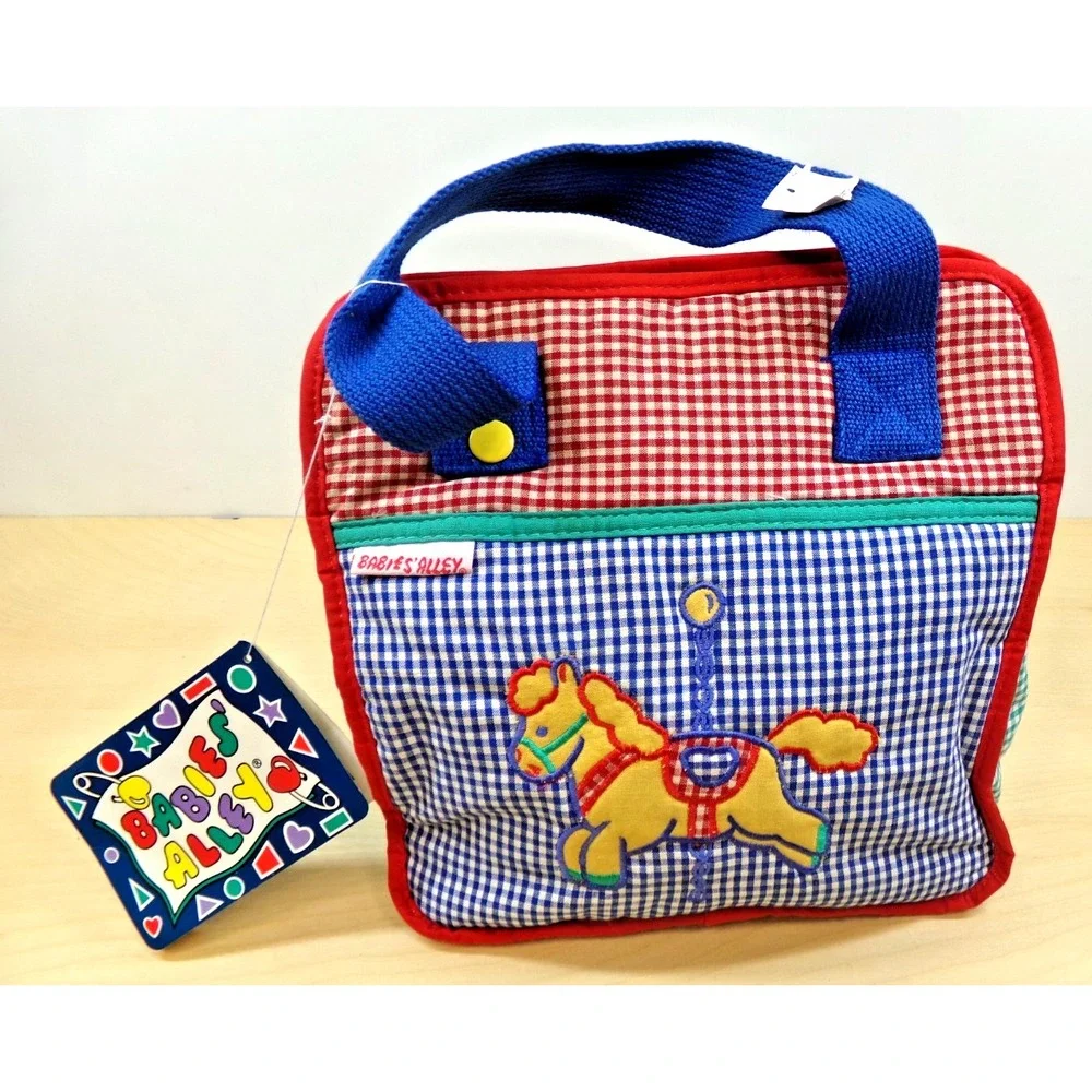 Babies' Alley Insulated Diaper Bag Gingham with Carousel Horse 10